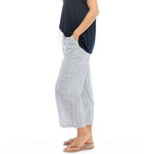 Hard Tail Navy & White Pinstripe Cropped Wide-Leg Pants